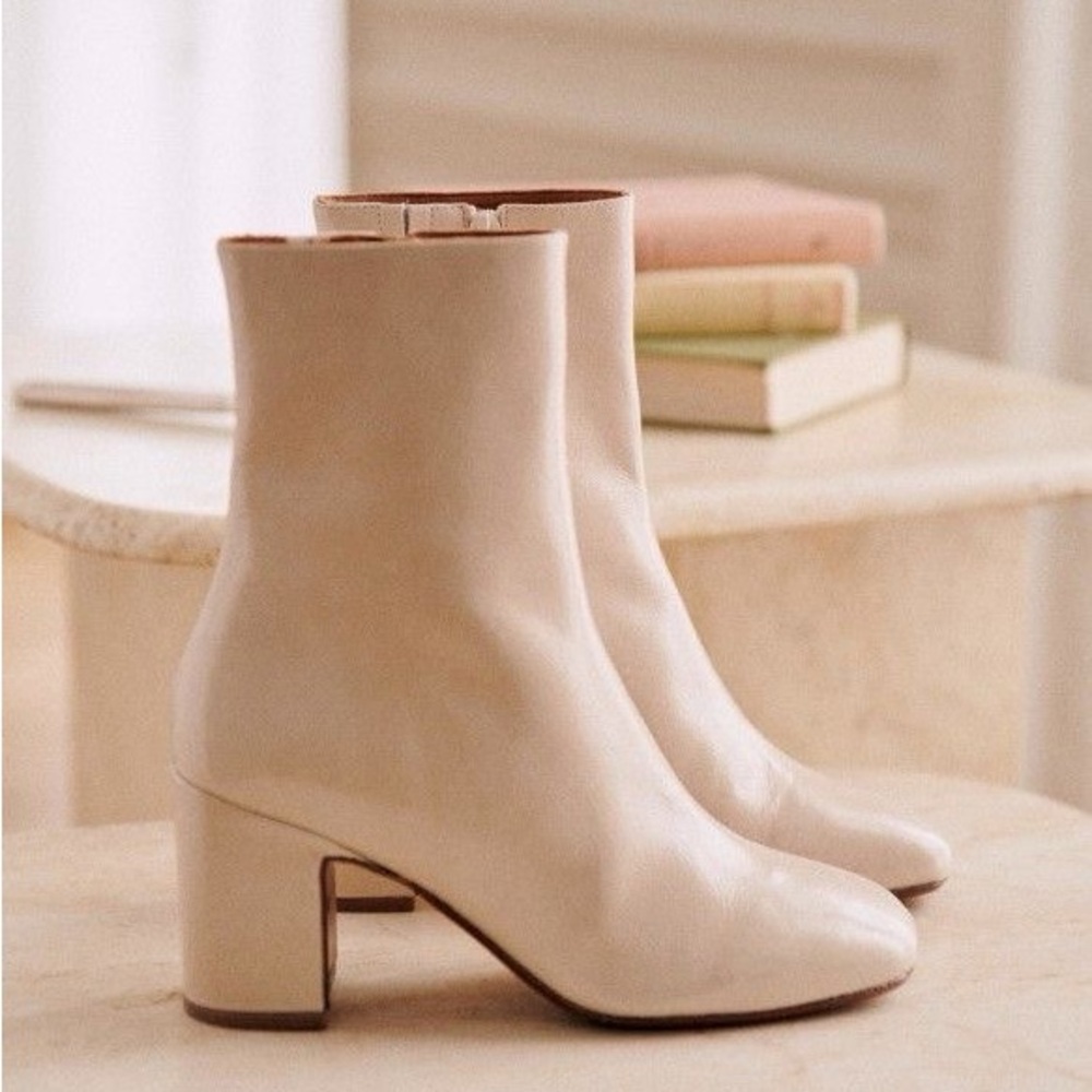 NWT Sezane | Mischa Cream Heeled Boots